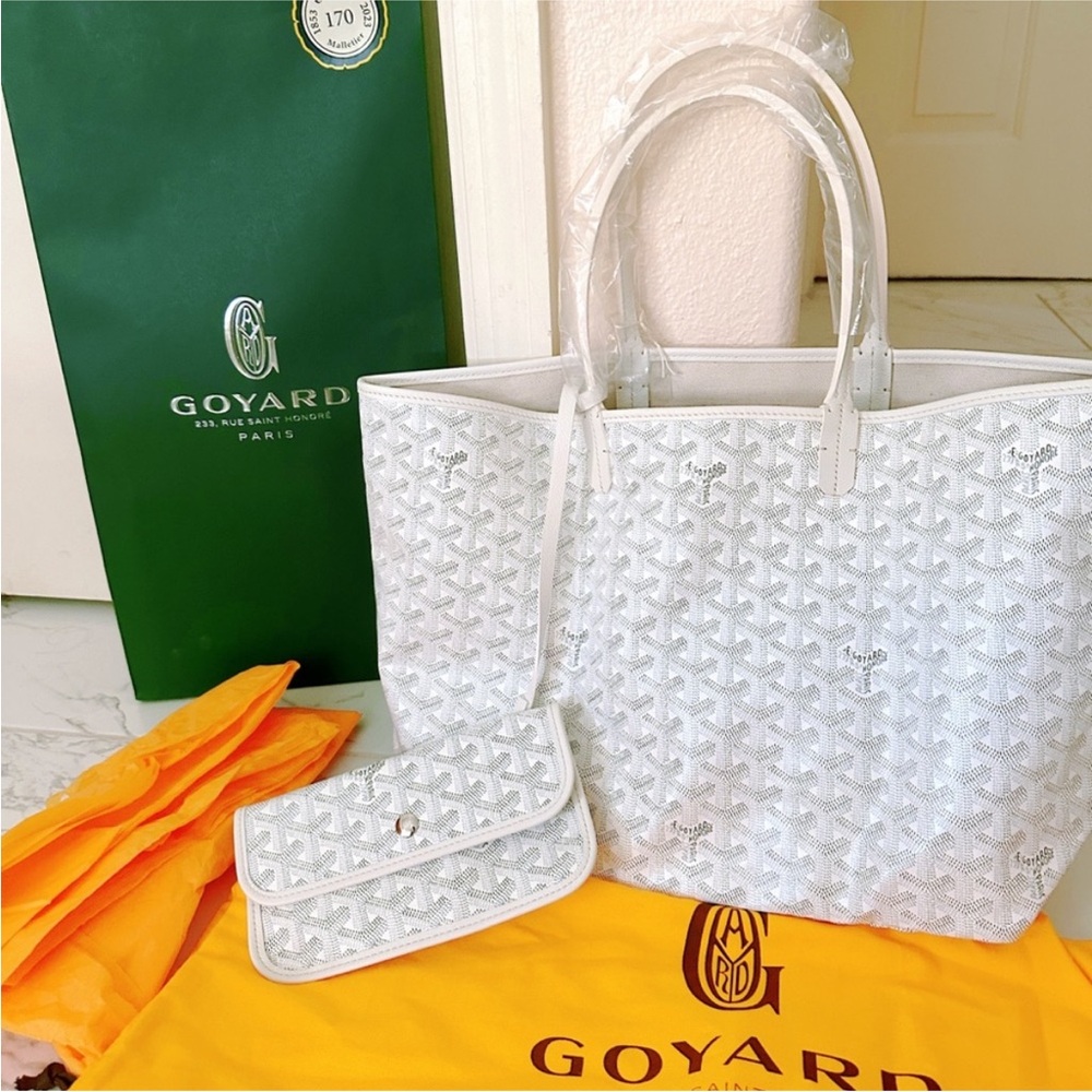 Goyard White St Louis PM Tote Bag with Pouch! Brand New with Tags.